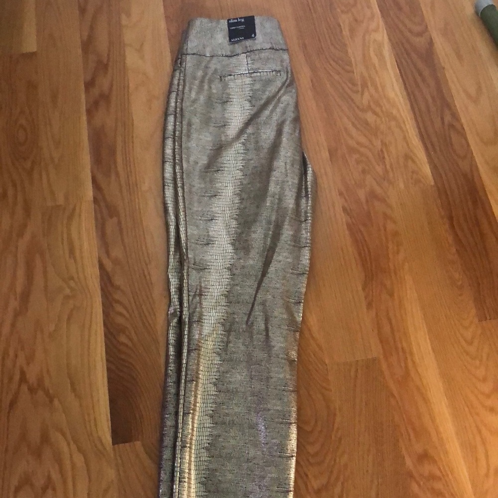 Alfani Women’s Gold Metallic Python Slim Leg Tummy Control pants